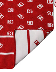 Dolce & Gabbana Rot Weiß Logo-Print Foulard 201cm x 40.5cm Herren Schal