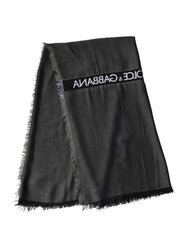 Dolce & Gabbana Schwarzer Modal-Schal Fransen 140cm x 134cm Herrenschal