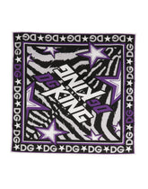 Dolce & Gabbana Zwart Paars DG King Katoenen Foulard 51cm x 49.5cm Sjaal
