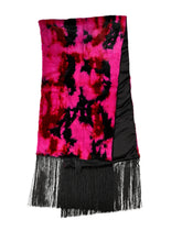 Dolce & Gabbana Roze Zwarte Imitatiebont Halswrap Franjes 200cm x 59cm Sjaal