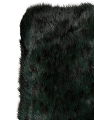Dolce & Gabbana Schwarzer Grün gestreifter Fellschal Halswickel 180cm x 49cm Schal