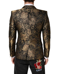 Dolce & Gabbana Goldener Jacquard-Tuxedo-Blazer mit einfacher Knopfleiste