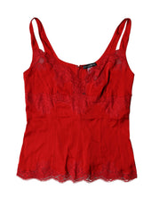 Dolce & Gabbana Rotes Seiden-Dessous-Top mit Blumen-Spitze