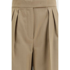 Max Mara Beige Freizeithose aus Fleece-Wolle