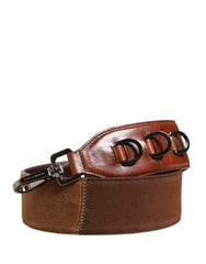 Dolce & Gabbana Brauner Pferd Samt Leder Tasche Zubehör Schultergurt