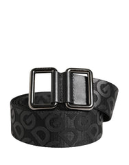 Dolce & Gabbana Schwarzer Logo-Monogramm-Gürtel mit Metallschnalle in Silber