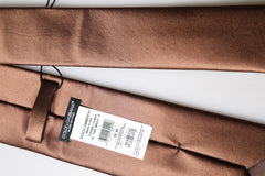 Dolce & Gabbana Braune Satin Krawatte 100% Seide Breite Verstellbar Herren Krawatte