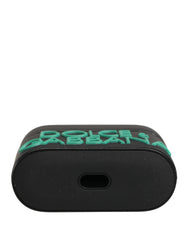 Dolce & Gabbana Black PVC Embossed Logo Flip Holder Women Airpods Case