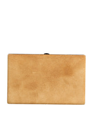 Dolce & Gabbana Beige Samt Kalbsleder Clutch Abend Damen Geldbörse Tasche