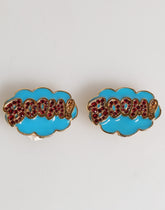 Dolce & Gabbana Goldfarbenes Messing BOOM Cartoon Kristall Clip-Ohrringe für Damen