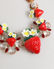 Dolce & Gabbana Goldfarbenes Messing FRUCHT-Anhänger Blumen Kristall-Logo-Halskette