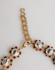 Dolce & Gabbana Goldfarbenes Messing FRUCHT-Anhänger Blumen Kristall-Logo-Halskette