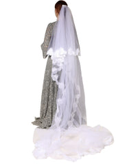 Dolce & Gabbana White Floral LaceNylon Floor Length 3M Long Veil