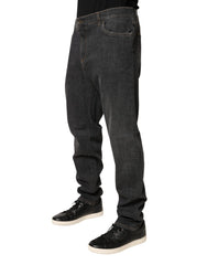 Dolce & Gabbana Dunkelgraue Slim Fit Herrenjeans aus Baumwolle