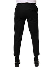 Dolce & Gabbana Schwarze gestreifte Wollhose