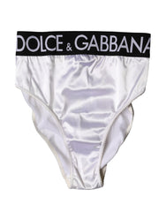 Dolce & Gabbana Weißes Logo Slip Hohe Taille Höschen Unterwäsche