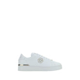 Philipp Plein Weiße Kalbsleder Bos Taurus Low-Top-Sneaker