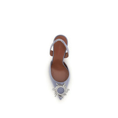 Amina Muaddi High-Heel-Pumps aus violetter Seide