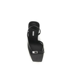 LE SILLA Black Calf Leather Bos Taurus Stiletto Heel Sandals