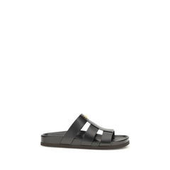 Valentino Garavani Schwarze Sandalen aus Kalbsleder Bos Taurus