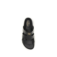 Valentino Garavani Schwarze Sandalen aus Kalbsleder Bos Taurus