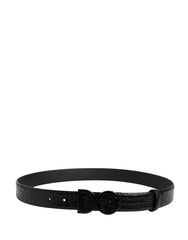 Dolce & Gabbana Herren Gürtel Schwarzes Exotisches Leder Logoschnalle