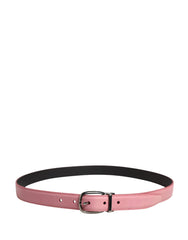 Dolce & Gabbana Herren Rosa Klassischer Ledergürtel mit Metallschnalle