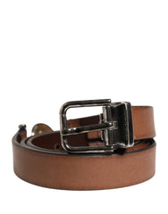 Dolce & Gabbana Herren Brauner Klassischer Ledergürtel mit Metallschnalle