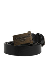 Dolce & Gabbana Herren Schwarzer Klassischer Ledergürtel mit Logo-Schnalle