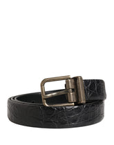 Dolce & Gabbana Herren Gürtel aus schwarzem Exotenleder mit Metallschnalle
