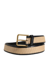 Dolce & Gabbana Herren Gürtel Beige geflochtenes Leder Metallschnalle