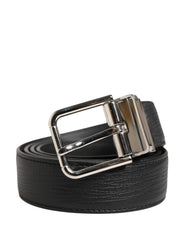 Dolce & Gabbana Herren Schwarzer Klassischer Ledergürtel mit Metallschnalle