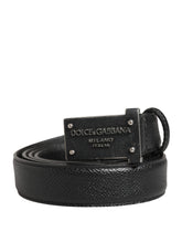 Dolce & Gabbana Herren Gürtel aus schwarzem Kalbsleder mit Metallschnalle und Logo