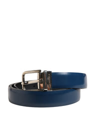 Dolce & Gabbana Heren Blauwe Klassieke Leren Metalen Gesp Riem