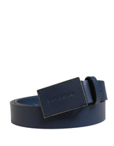 Dolce & Gabbana Heren Blauw Kalfsleer Logo Metalen Gesp Riem
