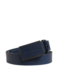Dolce & Gabbana Herren Gürtel aus blauem Kalbsleder mit Metallschnalle und Logo