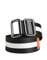 Dolce & Gabbana Heren Zwart Wit Nylon Logo Metalen Gesp Riem