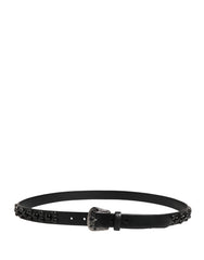 Dolce & Gabbana Herren Gürtel aus schwarzem Kalbsleder mit verzierter Metallschnalle
