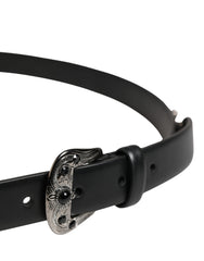Dolce & Gabbana Herren Gürtel aus schwarzem Kalbsleder mit verzierter Metallschnalle