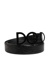 Dolce & Gabbana Heren Zwarte Exotische Leren Riem met Logogesp