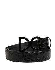 Dolce & Gabbana Herren Gürtel Schwarzes Exotisches Leder Logoschnalle