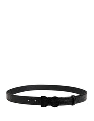 Dolce & Gabbana Herren Gürtel Schwarzes Exotisches Leder Logoschnalle