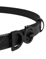 Dolce & Gabbana Herren Gürtel Schwarzes Exotisches Leder Logoschnalle