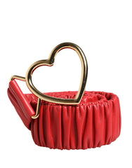 Dolce & Gabbana Roter Ledergürtel mit goldener Herzschnalle