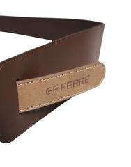 GF Ferre Brauner Echtes Leder Logo Breiter Taillengürtel für Damen