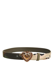 Dolce & Gabbana Gürtel mit Schnalle aus Metall und grünem Camouflage-Muster