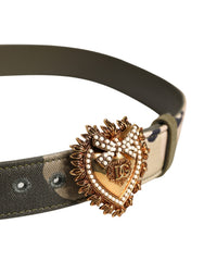 Dolce & Gabbana Gürtel mit Schnalle aus Metall und grünem Camouflage-Muster