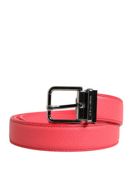 Dolce & Gabbana Gürtel aus rosa Kalbsleder mit silberner Metallschnalle