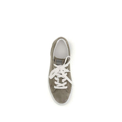 Brunello Cucinelli Gray Calf Leather Bos Taurus Low Top Sneakers