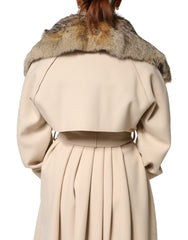 Dolce & Gabbana – Brauner Pelz-Schulterkragen-Halswickelschal